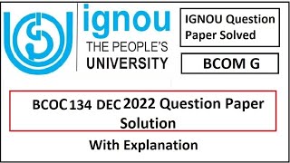 BCOC134 SOLVED QUESTION PAPER DECEMBER 2022 [upl. by Neron908]