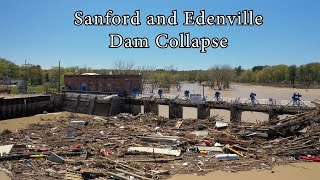 Sanford and Wixom Flood 2020  Drone  Dam Collapse [upl. by Hoj419]