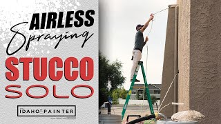 No Lift No Problem Airless Spraying Stucco Solo How to Paint a Commercial Building by Yourself [upl. by Coussoule233]