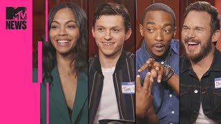 The Avengers Infinity War Cast Play Marvel Trivia  MTV News [upl. by Nahum256]