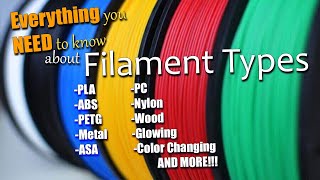 All the Different 3d printing Filaments Explained [upl. by Corell69]