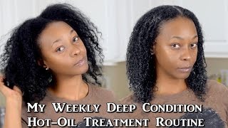 Weekly Hot Oil Treatment and Deep Conditioning Routine  Natural Hair [upl. by Lannie451]