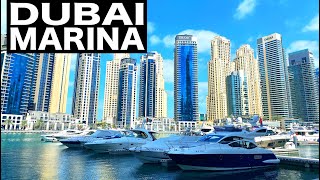 Dubai Marina Complete Walk  4K  Dubai Tourist Attraction [upl. by Karia]