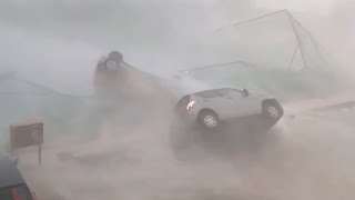 Cyclone Topples Cars in India [upl. by Caddaric]