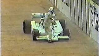 1977  Tom Pryce crash live broadcast TV  Kyalami circuit [upl. by Olenta]