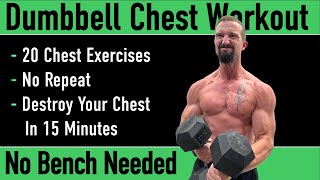 Dumbbell Chest Workout  No Repeat  No Bench  20 Dumbbell Chest Exercises [upl. by Leamiba430]