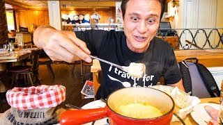 Swiss Food Tour  CHEESE FONDUE and Jumbo Cordon Bleu in Zurich Switzerland [upl. by Haag205]