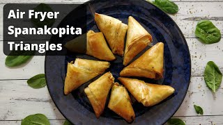 Spanakopita Triangles Greek Spinach Pies 🇬🇷🌱 Airfryer recipe [upl. by Felisha]