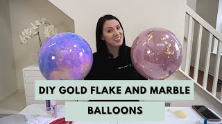 DIY Gold Flake Balloons and Marble Balloons  Double Stuffed Bubble Balloons [upl. by Aurore]