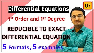 Reducible to Exact Differential Equations Examples of All 5 Formats [upl. by Sivraj]