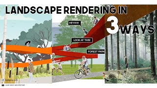 3 WAYS to render landscape design in Photoshop [upl. by Haletta652]