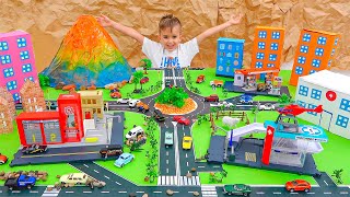 Vlad and Niki play with toy Cars and build Matchbox City [upl. by Derinna]