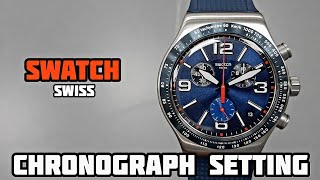 How To Reset and Time Date Stopwatch Set on SWATCH Chronograph Watch  SolimBD  Watch Repair [upl. by Sander]