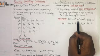 185 Rouths stability criterion and solved problems  EC Academy [upl. by Lida]