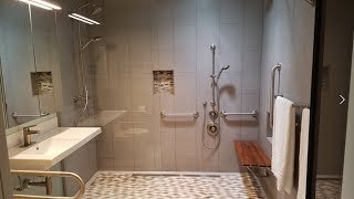 Wheelchair Accessible Bathroom  Curbless  Roll in shower [upl. by Nomrah64]