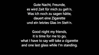 Reinhard Mey  Gute Nacht Freunde  Lyrics  Translation [upl. by Taveda]