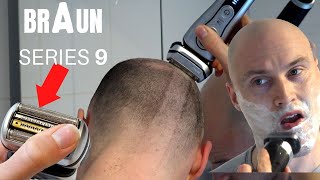 BRAUN SERIES 9  BEST SHAVER FULL REVIEW UNBOXING AND HEAD SHAVE [upl. by Suckram]