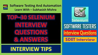 Top 30 Selenium Interview Questions and Answers for SDET [upl. by Natale]