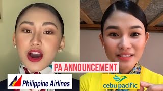 Philippine Airlines VS Cebu Pacific PA Announcement w Jen Barangan and Christine Dacera [upl. by Onirefes532]