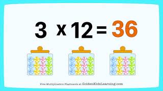 Multiplication Concept Multiply by 3  3 Times Table  Golden Kids Learning [upl. by Alieka]