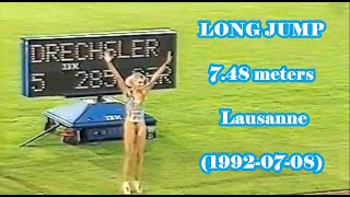 Heike Drechsler Germany LONG JUMP 748 meters Lausanne 19920708 [upl. by Leopold]