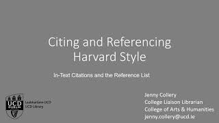 Citing and referencing using the Harvard Style [upl. by Letnohs768]