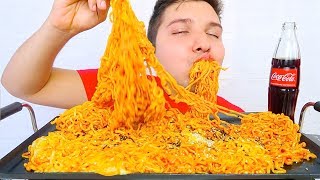 EXTREMELY CHEESY SUPER SPICY FIRE RAMEN NOODLES • Mukbang amp Recipe [upl. by Ahsieket536]