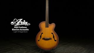 Aria FEB Fretless Electro Acoustic Bass Guitar Light Vintage Burst  Gear4music demo [upl. by Doowyah397]