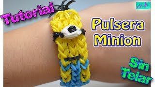 ♥ Tutorial Pulsera Minion sin telar ♥ [upl. by Ynaiffit376]