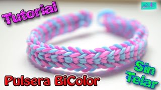 ♥ Tutorial Pulsera Bicolor de gomitas sin telar ♥ [upl. by Petr]