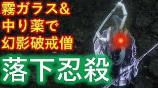 【SEKIRO】幻影破戒僧 中り薬amp霧ガラスで落下忍殺 [upl. by Levesque687]