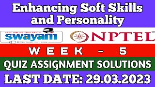 Enhancing Soft Skills and Personality  Week 5 Assignment Answers  NPTEL 2023 [upl. by Attiuqihc]