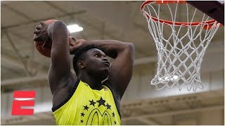 Zion Williamson dominates high school dunk contest  Powerade Jam Fest [upl. by Aerua617]