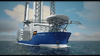 Wind Turbine Installation Vessel BLUE AMBER [upl. by Ahseena332]