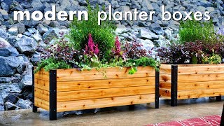 DIY Modern Raised Planter Box  How To Build  Woodworking [upl. by Anevad784]