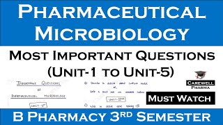 important question of pharmaceutical microbiology  B Pharma 3rd semester  Carewell Pharma [upl. by Gae]