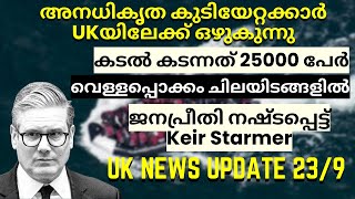 UK Daily News Update അനധികൃത കുടിയേറ്റക്കാർ യുകെയിലേക്ക് ഒഴുകുന്നു ജനപ്രീതി നഷ്ടപ്പെട്ട് PM NHS [upl. by Hamrnand666]