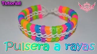 ♥ Tutorial Pulsera a Rayas sin telar ♥ [upl. by Eecal]