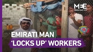 UAE man holds Indian workers in cage [upl. by Strade]