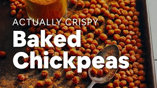 Actually Crispy Baked Chickpeas  Minimalist Baker Recipes [upl. by Wahl]