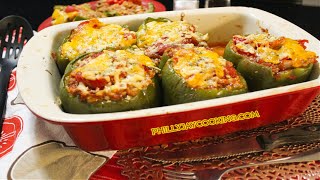 Homemade Stuffed Green Bell Peppers Recipe How To Make THE BEST Stuffed Bell Peppers [upl. by Chatwin]